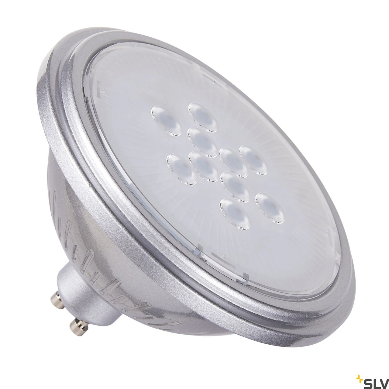 QPAR111 GU10, LED lamp argintiu 7W 2700K CRI90 25°