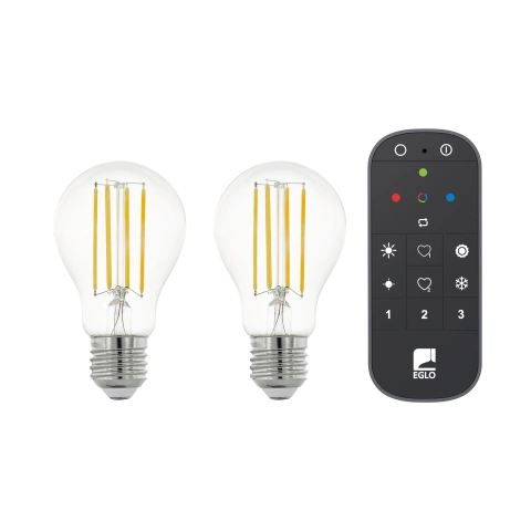 LM-ZIG-E27-A60 6W 4000K clar Dim 2er Set, Remote control