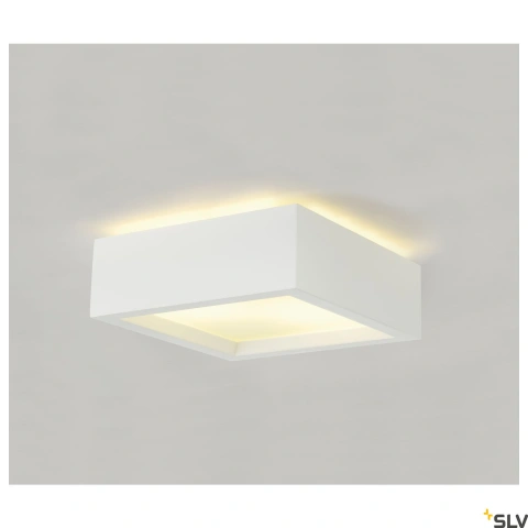 Plafonieră GL 104 E27, pătrat, gips alb, max. 15W