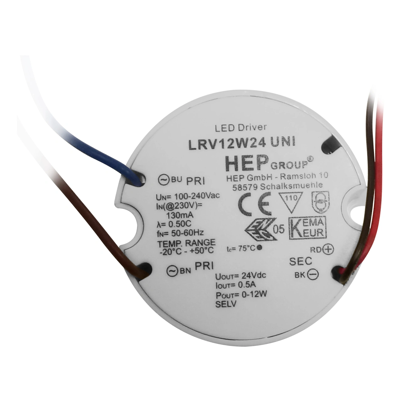Trafo 12W 24V/DCround design 12W IP20