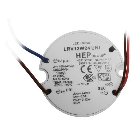 Trafo 12W 24V/DCround design 12W IP20