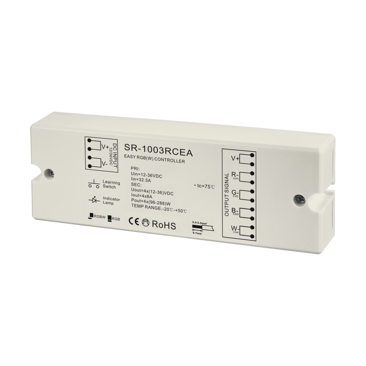 LED RF Controller RGBW receiver 4x8A 768W 24V 768W IP20