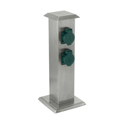 Electric Outlet Park T cu Timer otel inox/verde IP44