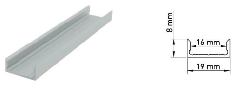 Profil aluminiu LBF, L=2000mm, W=19mm, H=8mm_1