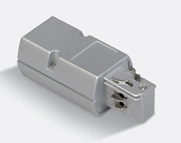 3PH- end feed-in, left, gri, Serie albastru LINE ROUND