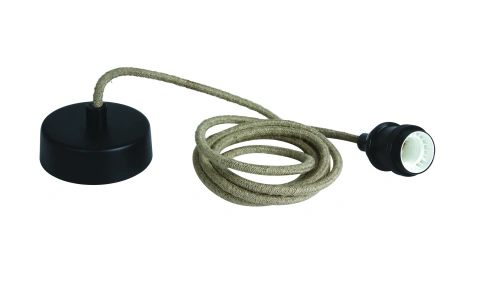 Rope Line pendant lamp, E27, l=2m, negru
