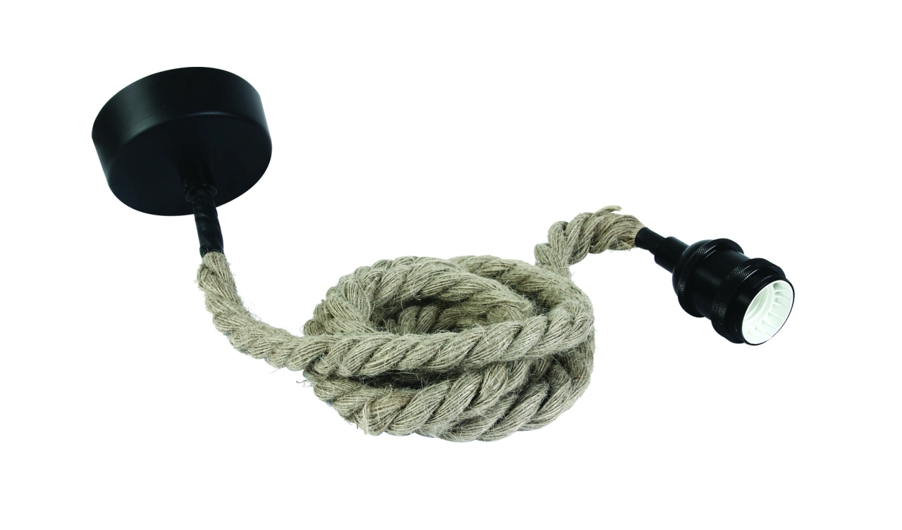Rope Line II pendant lamp, E27, l=2m, negru