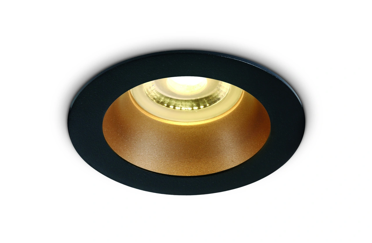 Ula 10W MR16 GU10 IP20 negru cu alama reflector