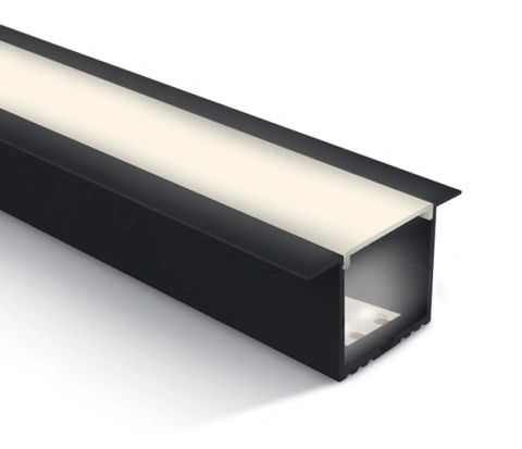 aluminiu Profil incastrat 7910R/B+PC opal Difuzor, 2m negru