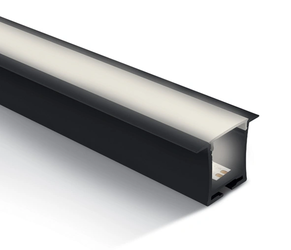 aluminiu Profil incastrat 7912R/B+PC opal Difuzor, 2m negru