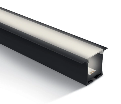 aluminiu Profil incastrat 7912R/B+PC opal Difuzor, 2m negru