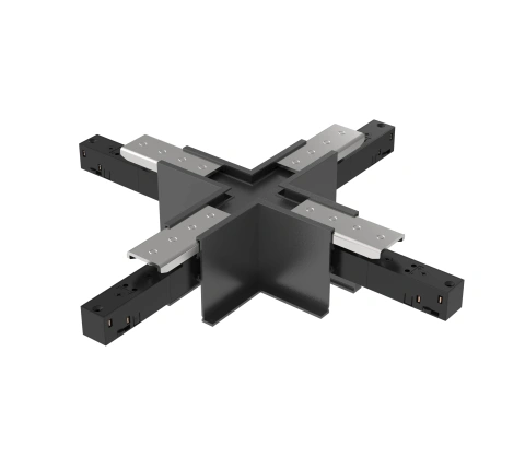 48V RECESSED TRACK X-CONNECTOR BLACK