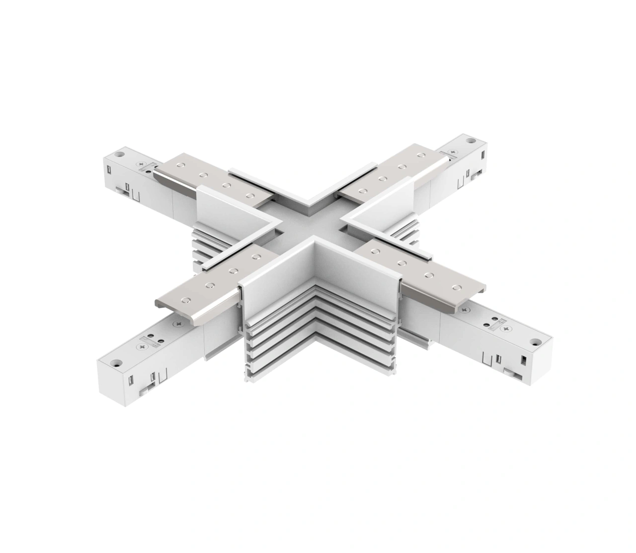 48V FRAMELESS TRACK X-CONNECTOR WHITE