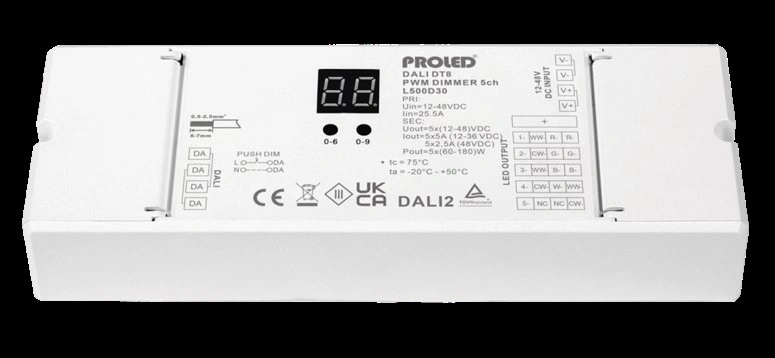 Dali DT8 PWM Dimmer 5-Channel, 12-48VDC