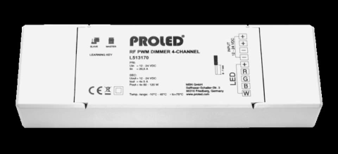 RF PWM dimmer 4-Channel, Receiver, 12-48VDC, white
