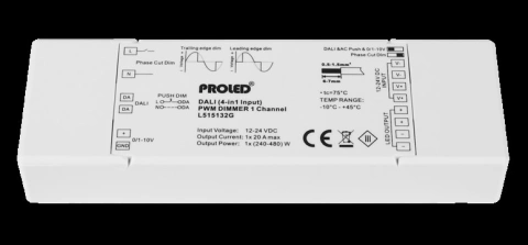 DALI PWM DIMMER 1-CHANNEL 5-IN-1, 12-48VDC