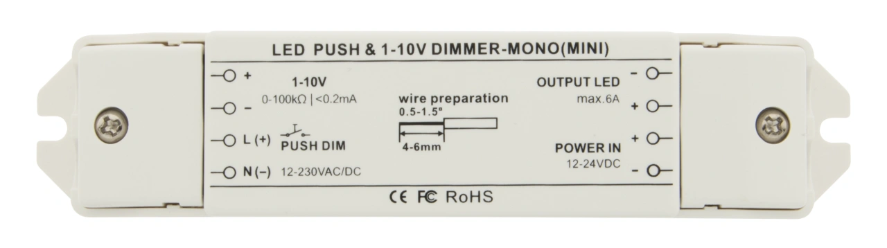 LED Push & 1-10V Dimmer Mini Mono