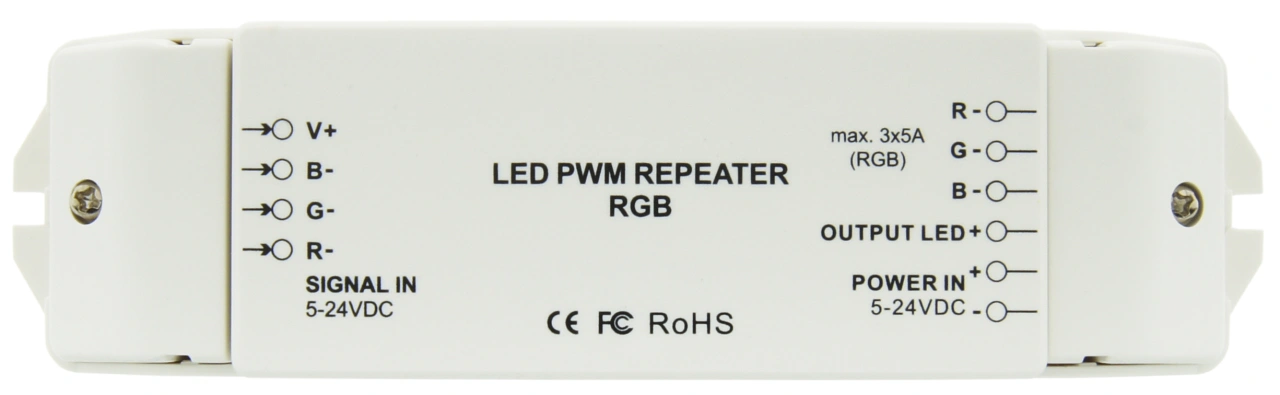 Repeater PWM RGB LED, 3x5A, 180W/12V, 360W/24V