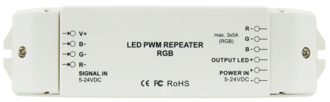 Repeater PWM RGB LED, 3x5A, 180W/12V, 360W/24V