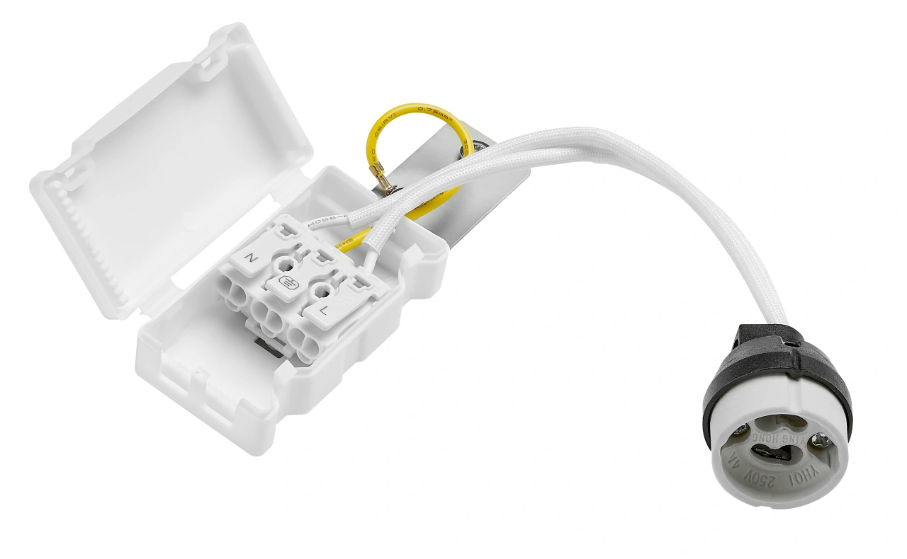 GU10 Socket 230V with plug-in terminal and protective cap