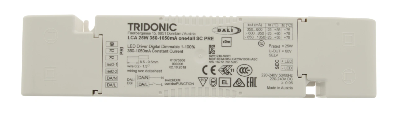 LED TD - Power Sup 17W/250-700mA SC Dali&Switch Dim CC IP20