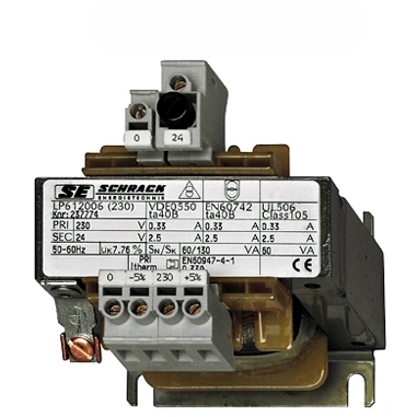 Transformator de comandă monofazat, 230V/24V, 30 VA, IP00