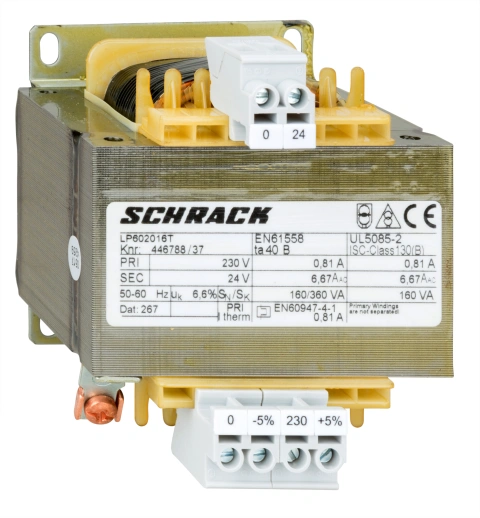 Transformator de comandă monofazat, 230V/24V, 160 VA, IP00