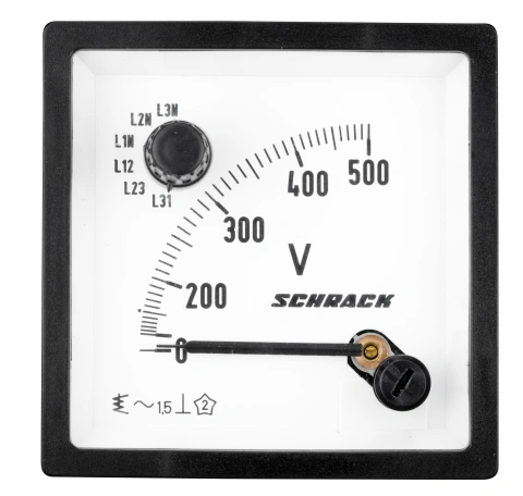 Voltmetru 72*72mm, 500V, AC+ comutator voltmetric