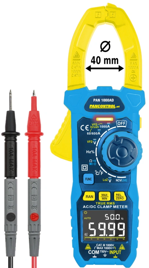 Didital clamp meter 1000A AC/DC True RMS ⌀40mm