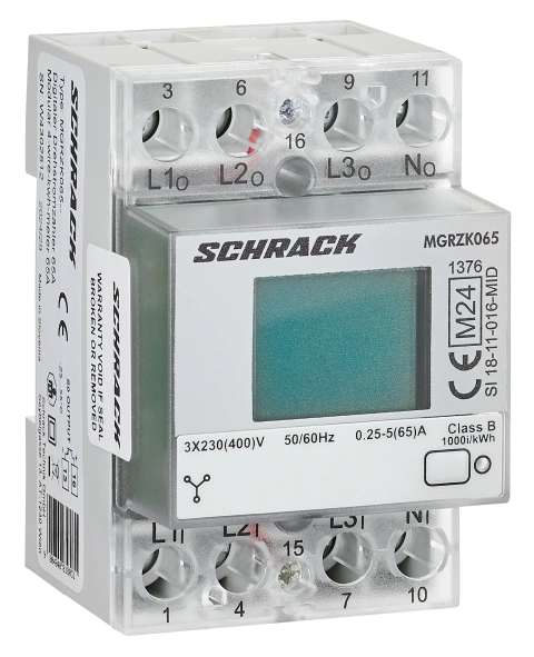 Contor digital modular, măsură directă 65A, 4 fire, MID