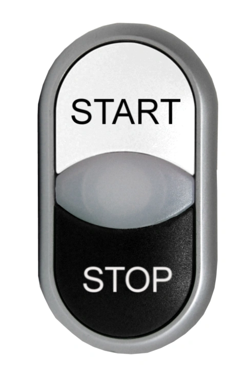 Buton comanda dublu alb+negru "START-STOP"