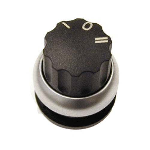Buton selector I-0-II cu revenire negru