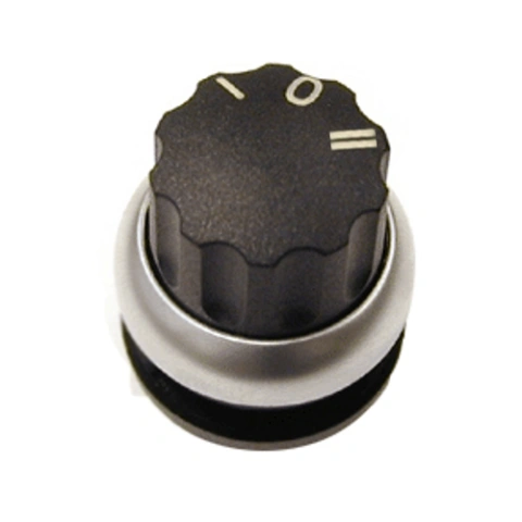 Buton selector I-0-II cu revenire negru