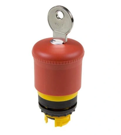 Buton ciuperca avarie blocaj cu cheie rosu D=38mm