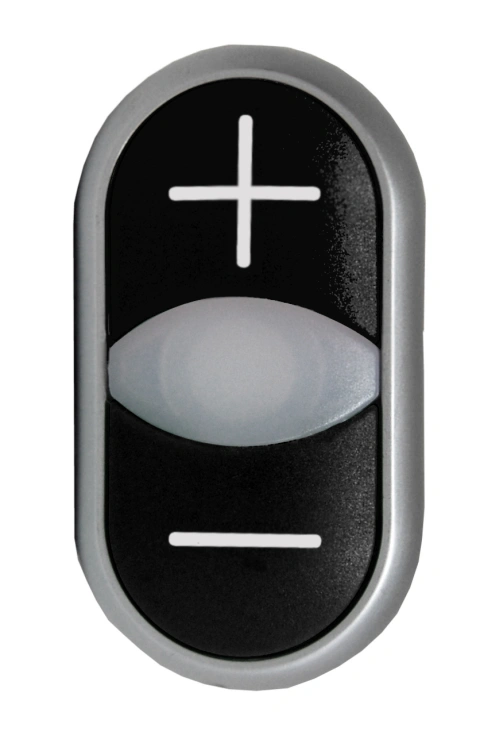 Buton comanda dublu negru/negru "+/-"