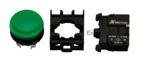 Set complet lampă semnalizare, scund, verde, 230V
