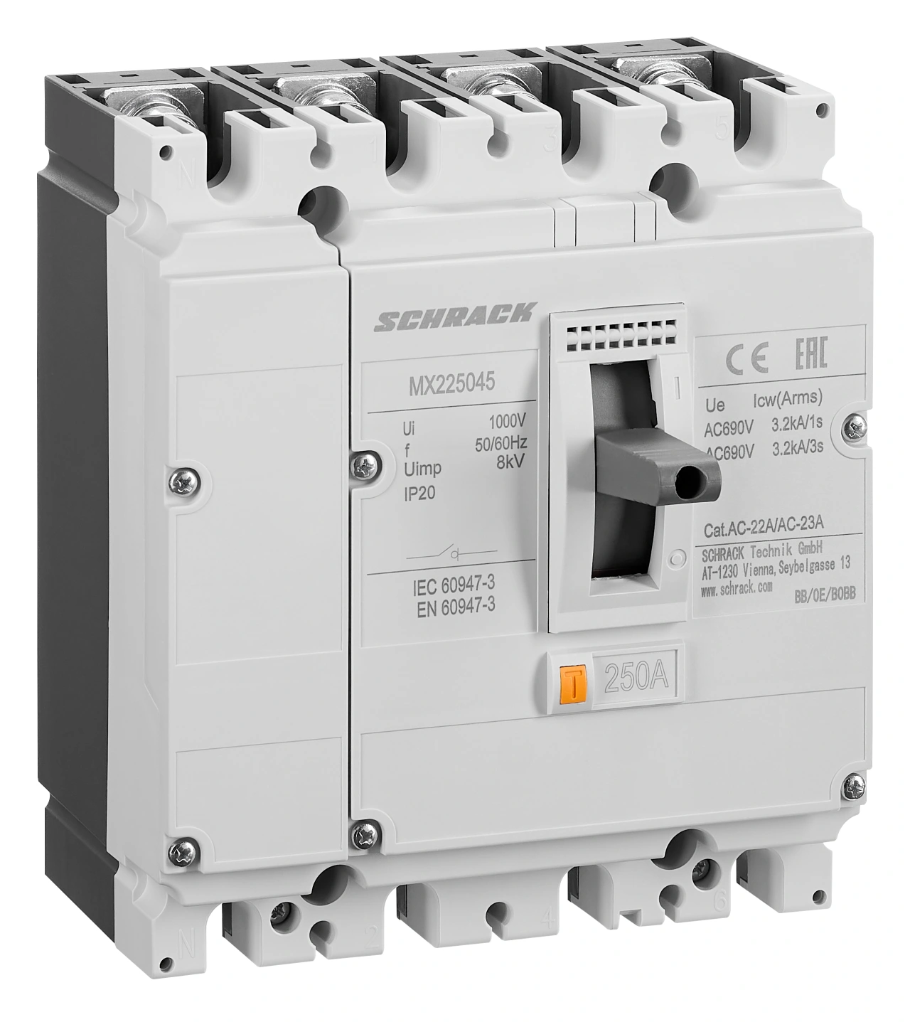 Comutator de putere MX2, 4 poli 250A