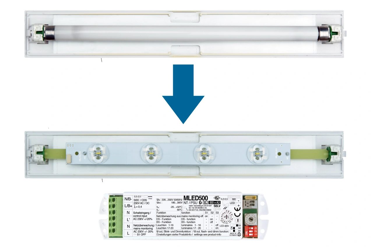 Set 4x1W ERT LED banda inloc.+ MLED500+conect.ptr.retrofit