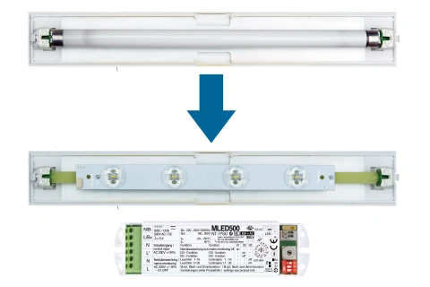 Set 4x1W ERT LED banda inloc.+ MLED500+conect.ptr.retrofit