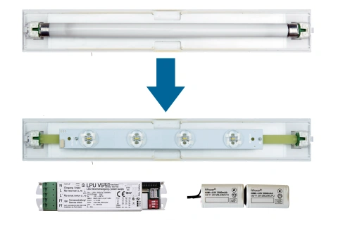 Set 4x1W ERT LED banda inloc. + LPU 1h-8h + Akku 9,6V/ 2,0Ah