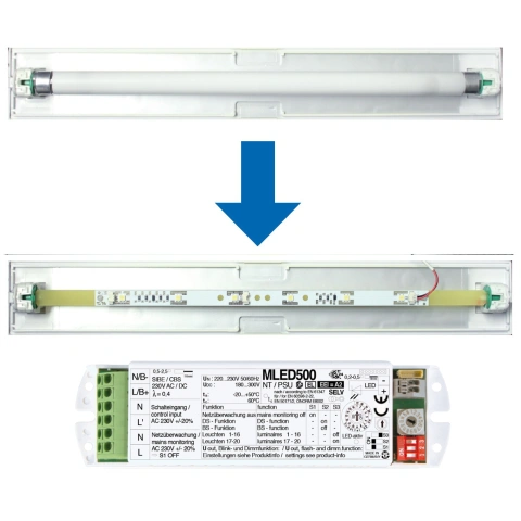 Set 6x0,5W HP-LED strip + MLED500 + conector ptr.retrofit