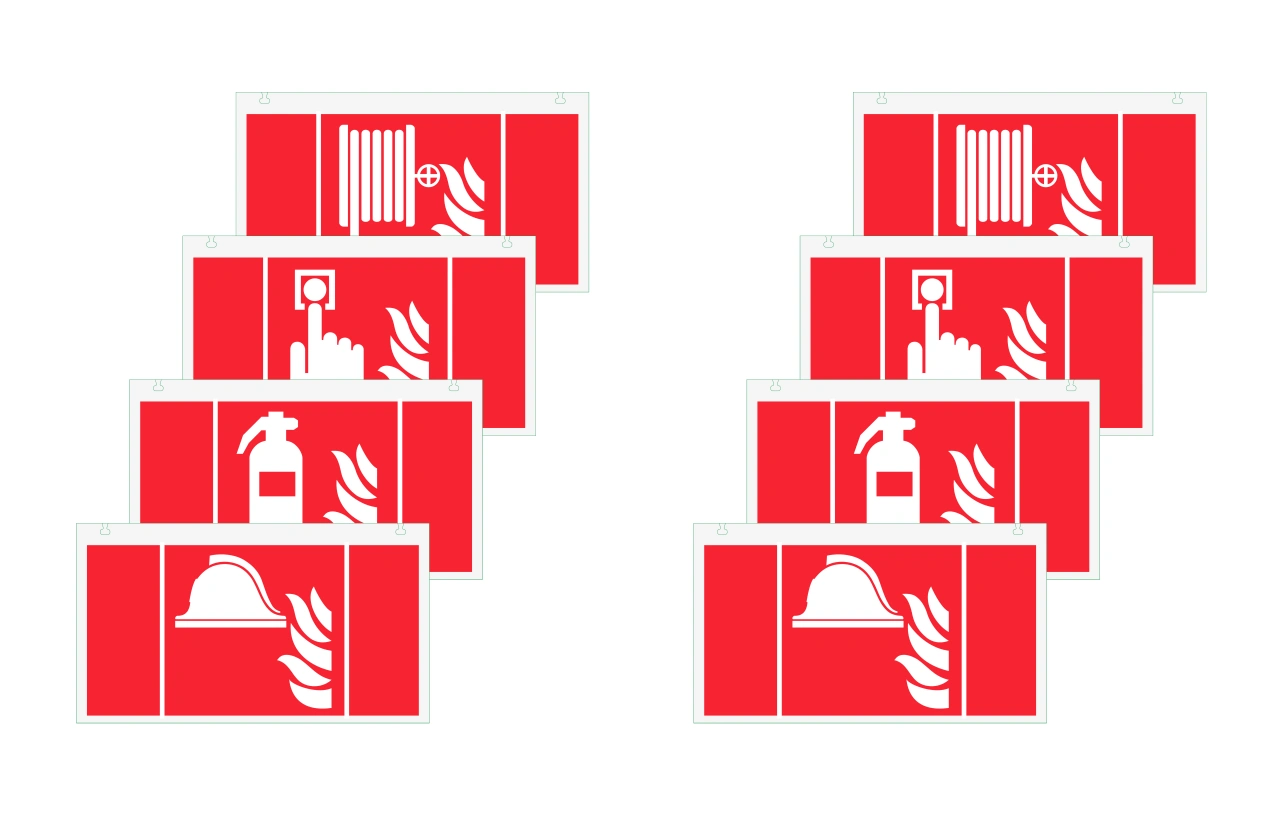 Pictograph set "fire protection" VD: 22 m. (2x4 pcs.)