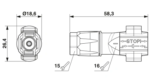 Conector Sunclix PV 2.5-6mm², 1100 VDC, 35 A, toolless_1