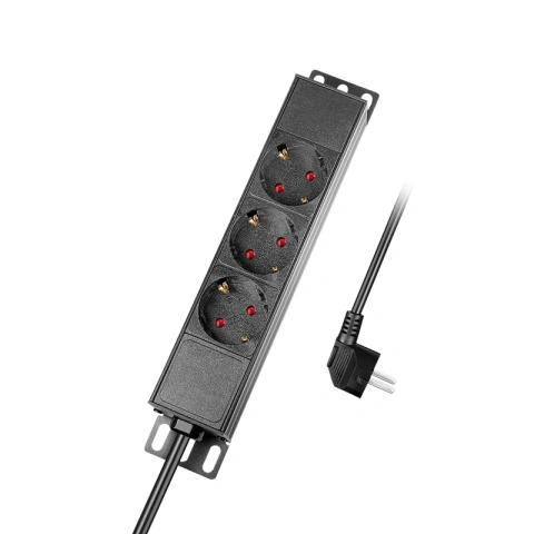 PDU 10", 3x Schuko, 1U, cablu 2m, Negru, ALU_2