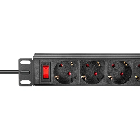 PDU 10", 4x Schuko, 1U, cablu 2m, comutator, Negru, ALU_3