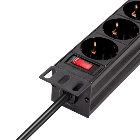 PDU 10", 4x Schuko, 1U, cablu 2m, comutator, Negru, ALU_4