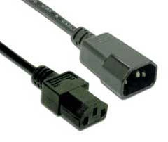 Powercord Extension Cable, C13, Black, 3m
