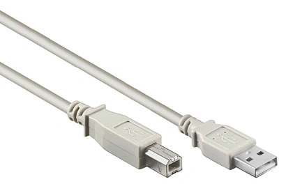 USB 2.0 A-B Cable, A male - B male, Grey, 5m