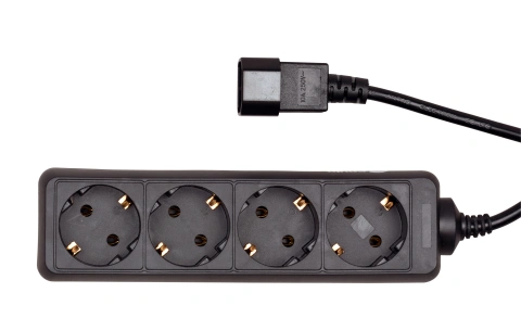 PDU pentru UPS, 4 x Schuko, 10A, cablu 1.1m  C14, negru