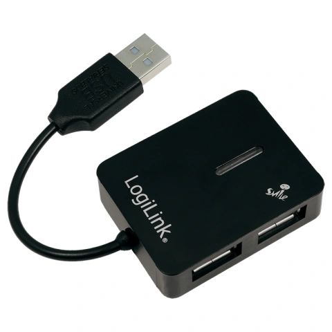Hub USB 2.0 4 porturi, Smile, max 480MBit, negru